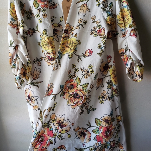 Kimono/Cardigan Ivory with Floral print L - Picture 3 of 6
